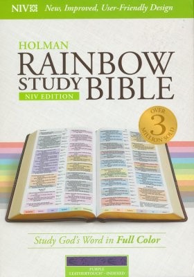 NIV Rainbow Study Bible Piel Lila índice (Tapa Suave)