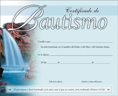Certificado de Bautismo (por unidad) Peniel