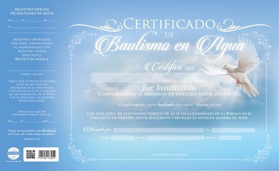 Certificados de Bautismo Paloma (pack 20)