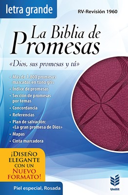 Biblia RVR60 Promesas Letra Grande Rosada (Piel Especial Rosa) [Biblia]
