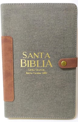 Biblia Reina Valera 1960 Letra Grande Tela Vintage Gris con Broche (Tapa Suave)