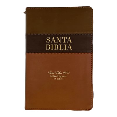 Biblia Letra Gigante Reina Valera 1960 con Cierre Café y Marrón