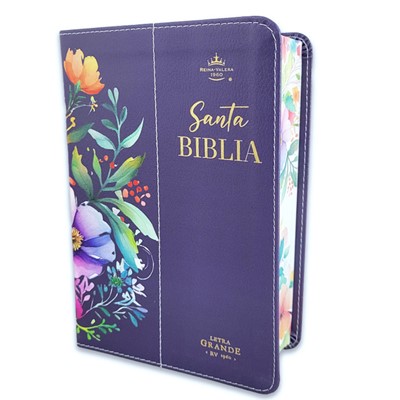 Biblia Reina Valera 1960 Letra Grande Compacta Flores Lila