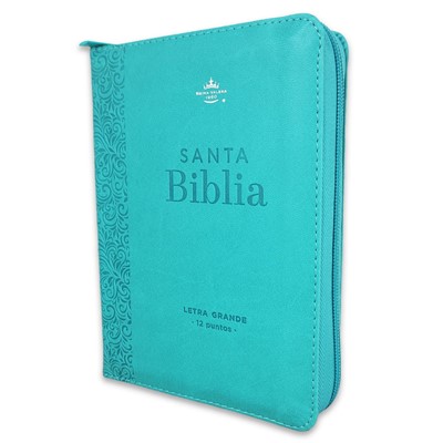 Biblia Reina Valera 1960 Letra Grande Compacta con Cierre Turquesa