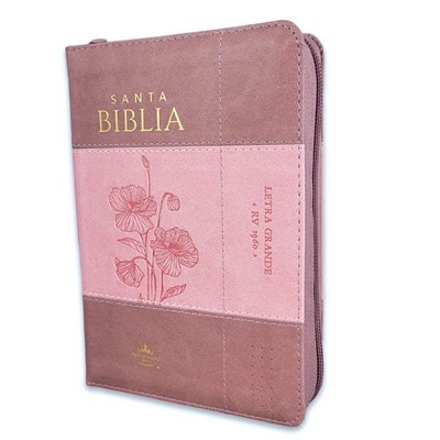 Biblia Reina Valera 1960 Letra Grande Compacta con Cierre e Índice Coral Rosa