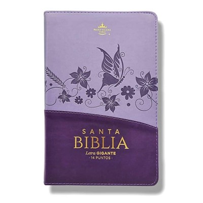 Biblia Reina Valera 1960 Letra Gigante Flores Lila con Cierre e Índice