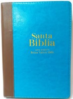 Biblia Reina Valera 1960 Letra Gigante con cierre Turquesa-Café