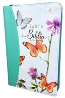 Biblia Letra Grande Reina Valera con Cierre Índice Mariposas Turquesa (Tapa Suave)