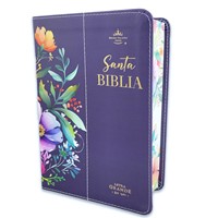 Biblia Reina Valera 1960 Letra Grande Compacta Flores Lila (Tapa Suave)