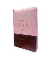 Biblia Reina Valera 1960 Letra Gigante Café Rosa con Cierre e Índice (Tapa Suave)
