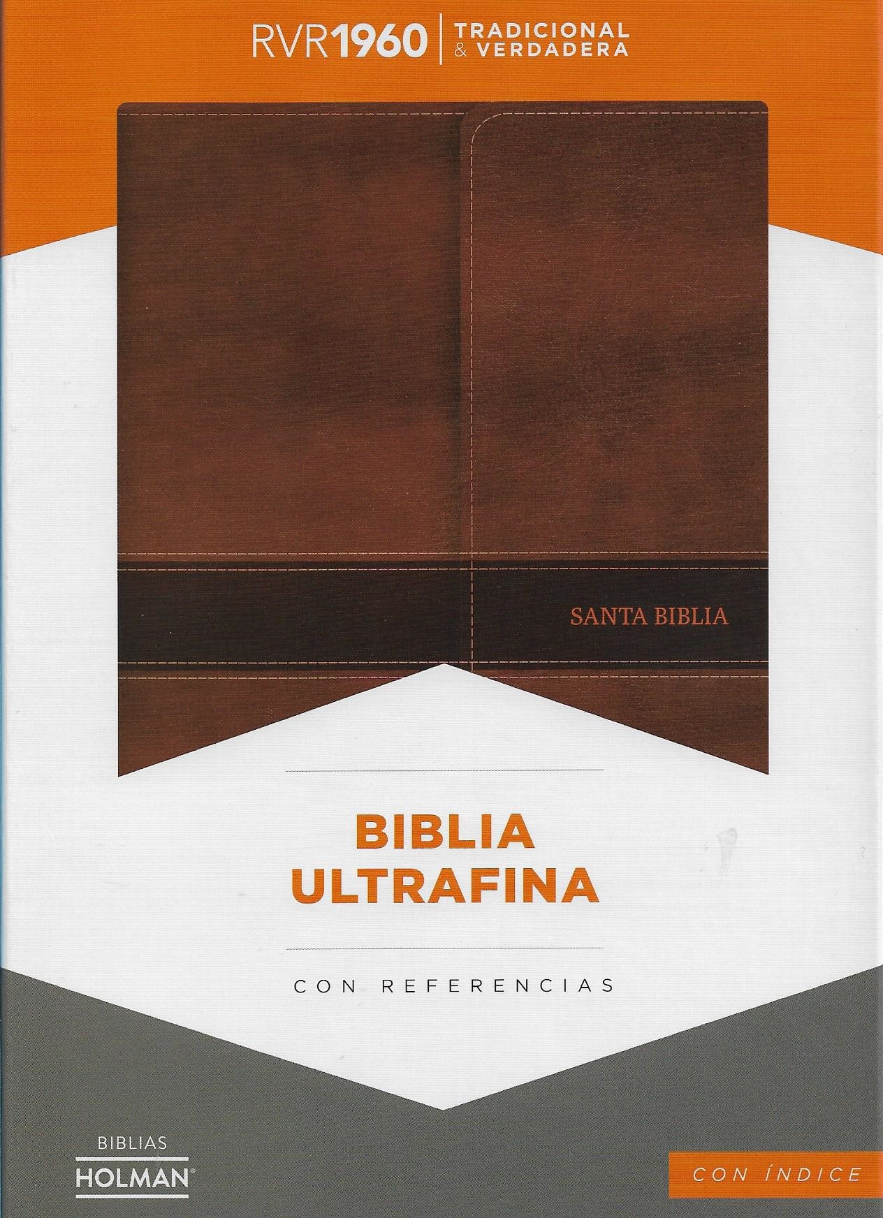 Biblia Ultrafina con Solapa Símil Piel con Índice Marrón
