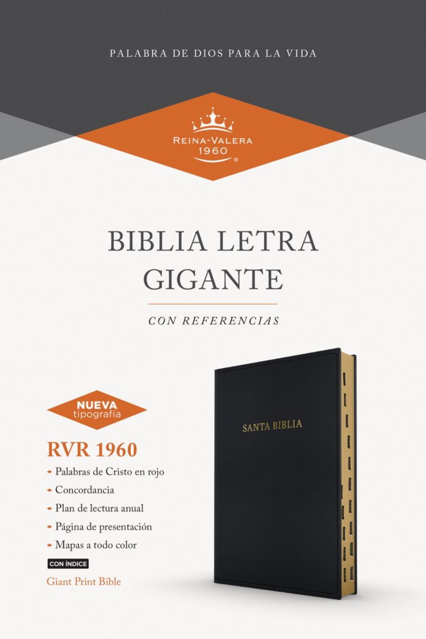 Biblia Letra Gigante Imitación Piel Negro índice