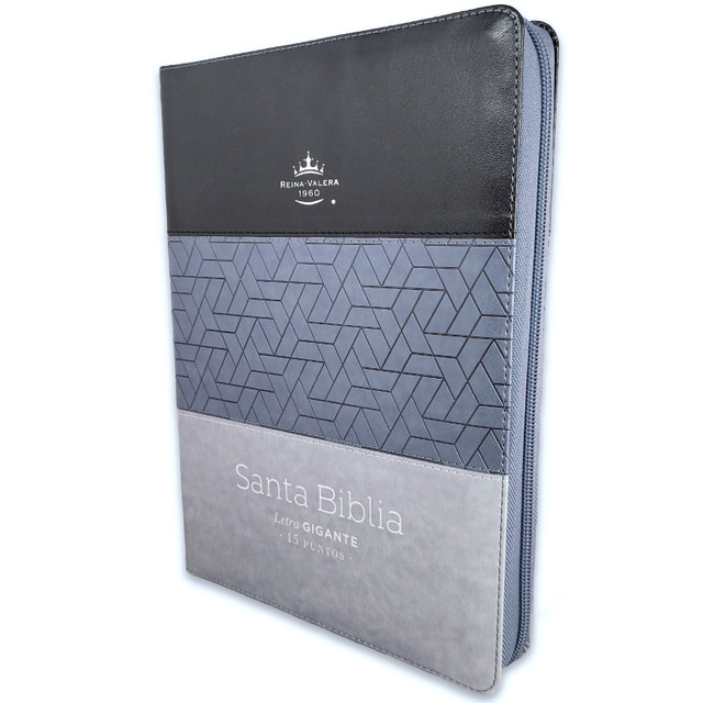 Biblia Letra Gigante Reina Valera 1960 con Cierre e índice Negro Gris