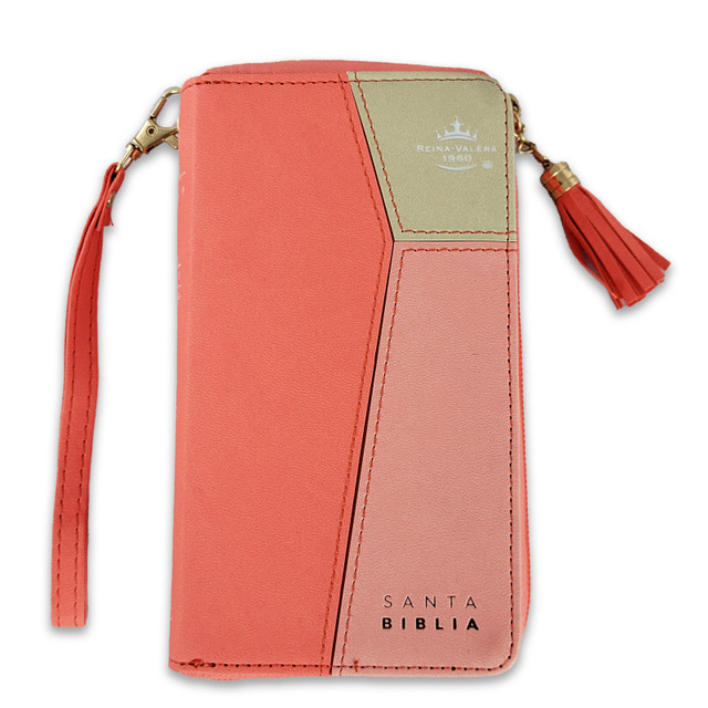 Biblia Reina Valera 1960 con Cierre e Índice Tamaño Chequera Coral