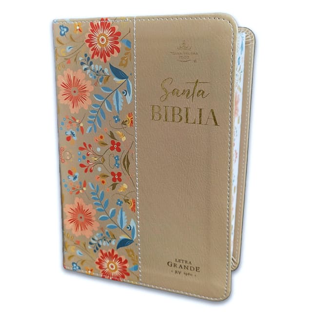 Biblia Reina Valera 1960 Letra Grande Compacta Flores Crema