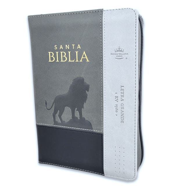 Biblia Reina Valera 1960 Letra Grande Compacta con Cierre e Índice Gris