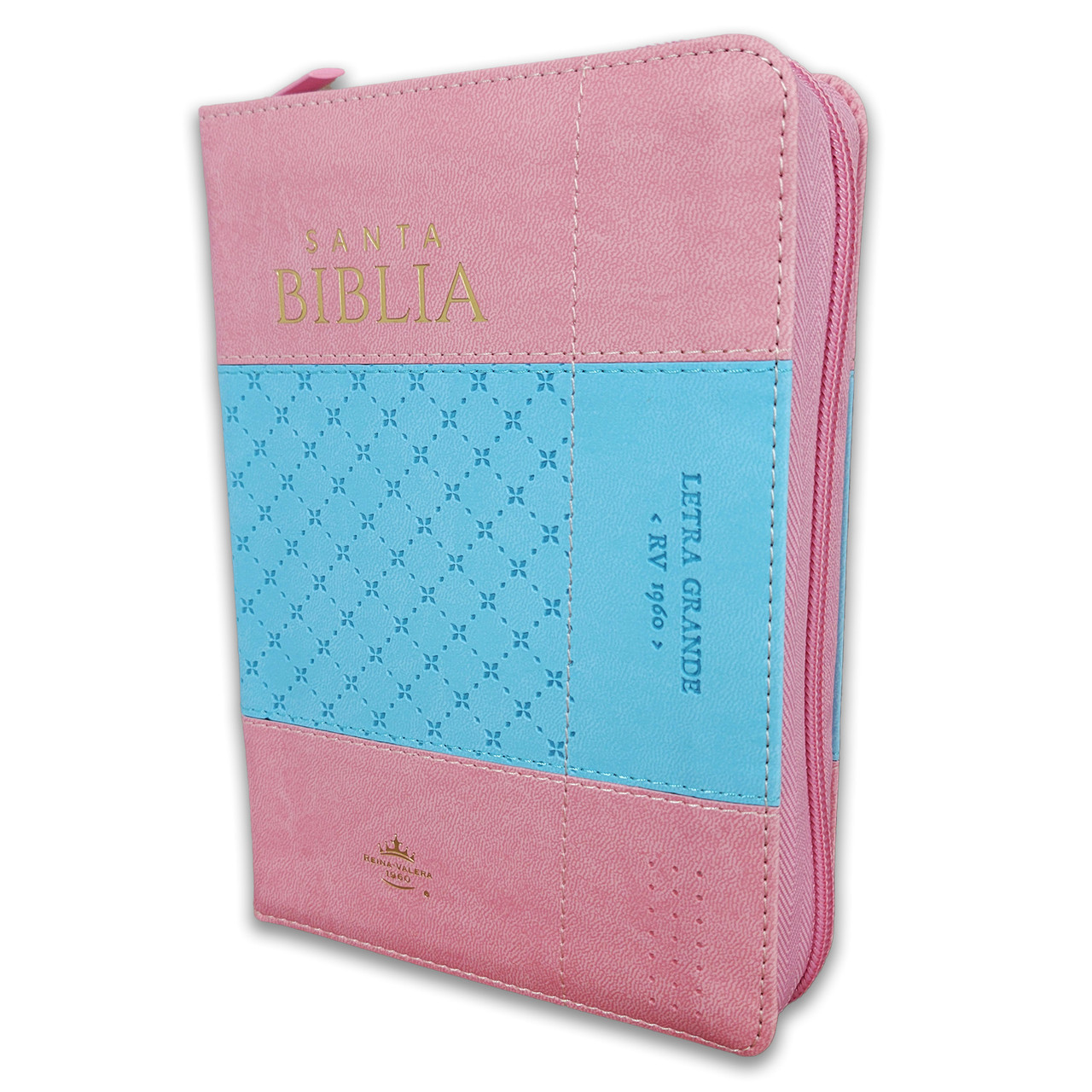 Biblia Reina Valera 1960 Letra Grande Compacta con Cierre e Índice Rosa Azul