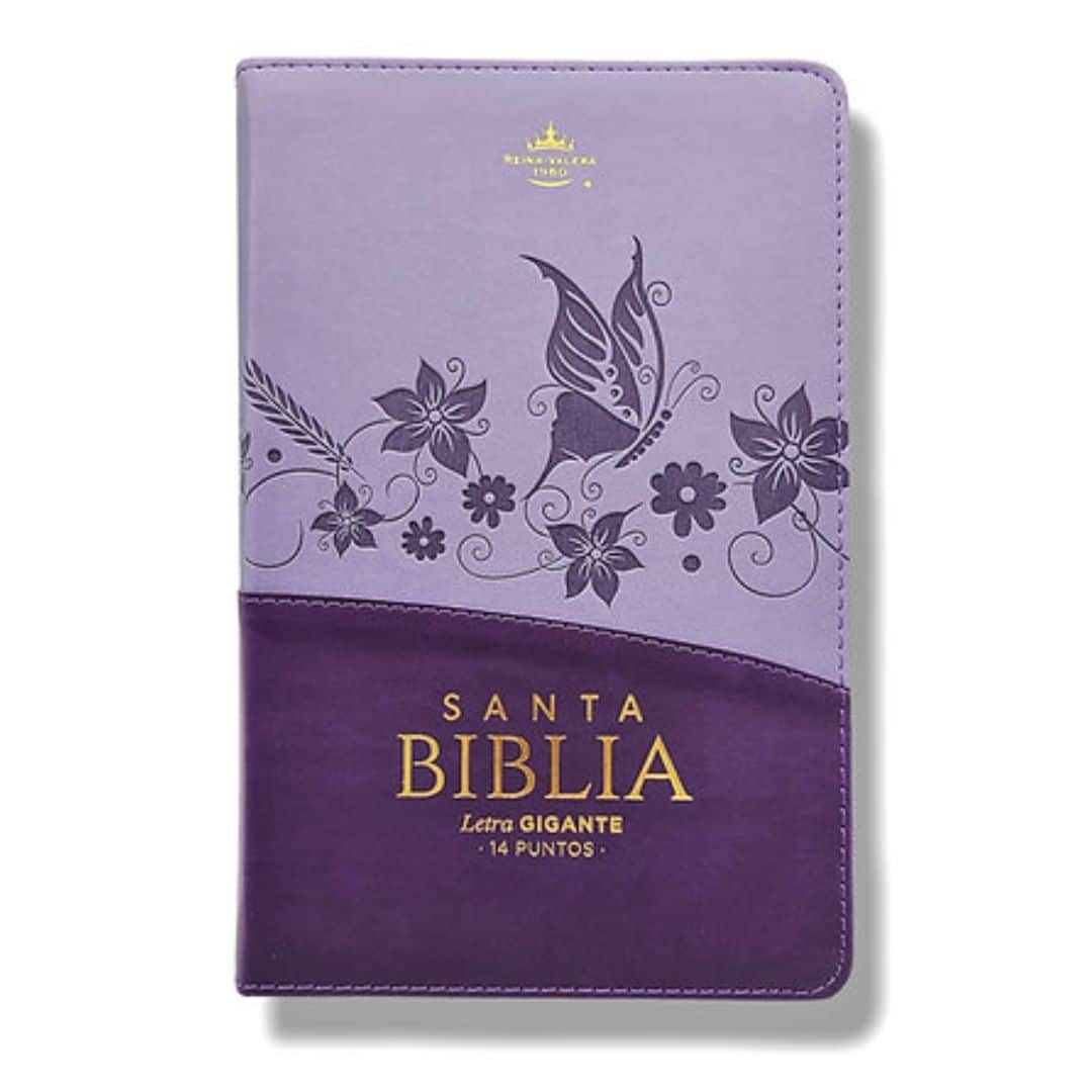 Biblia Reina Valera 1960 Letra Gigante Flores Lila con Cierre e Índice