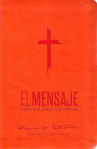 Biblia el Mensaje Imitación Piel Naranja