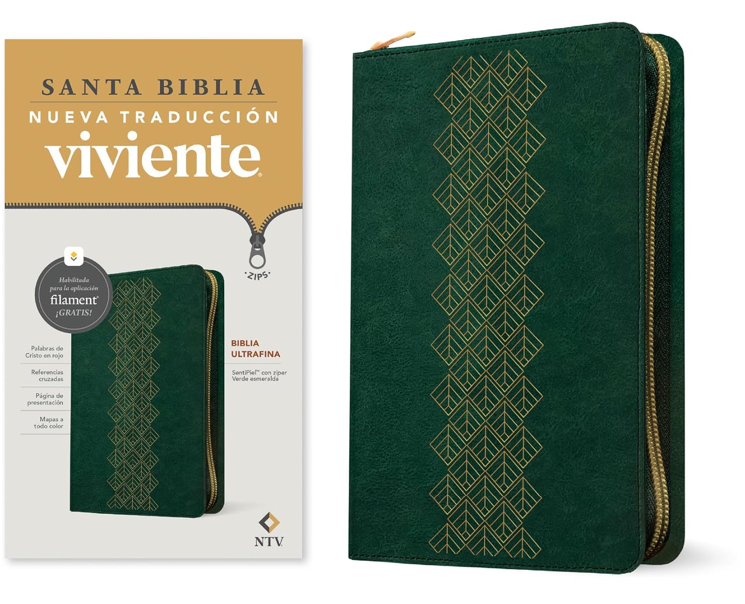 Biblia NTV Ultrafina con Cierre Verde